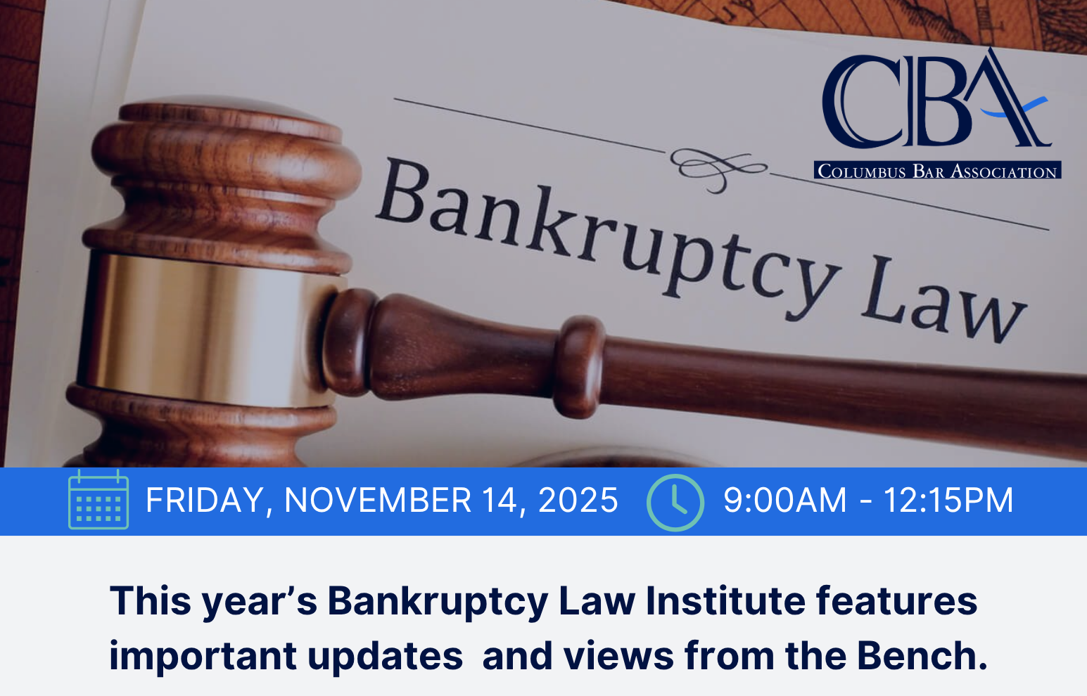 Bankruptcy Law Institute Friday, November 14, 2025: 3 CLE hours (including 1 Professional Conduct hour)